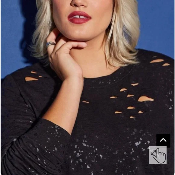 Torrid LoveSick Super Soft Slub Distressed Long Sleeve Top Size 1X - Picture 9 of 11